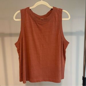 LOFT Rust Orange Sleeveless Tank Top Soft Knit Casual Staple Size L